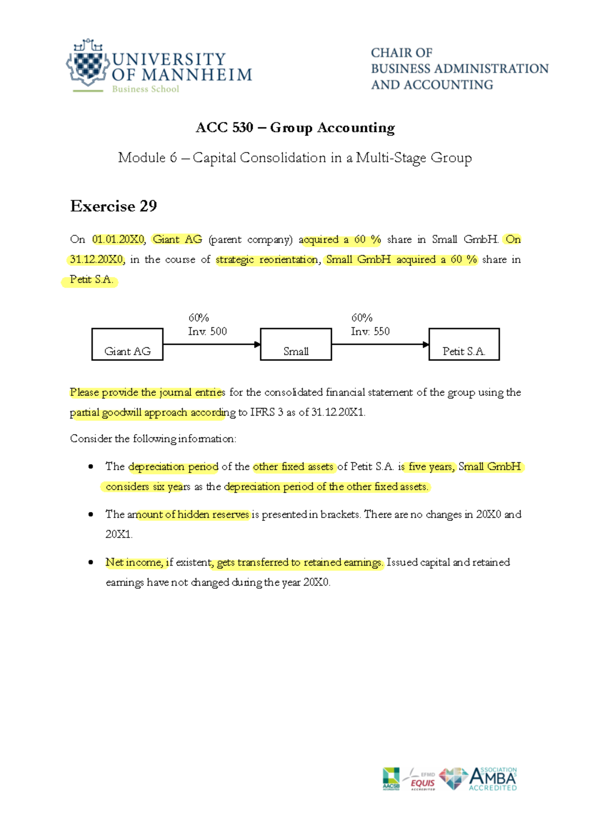 Exercise M6 Group Acc HWS2021 - ACC 530 – Group Accounting Module 6 ...