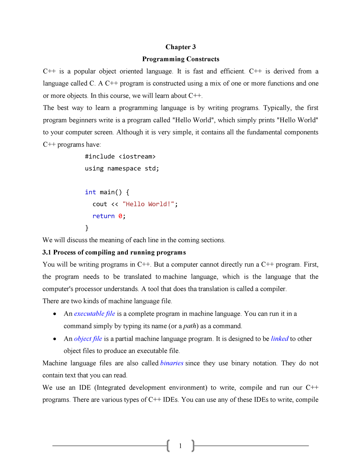 Basic Programming Chapter Three Handout - Chapter 3 Programming ...