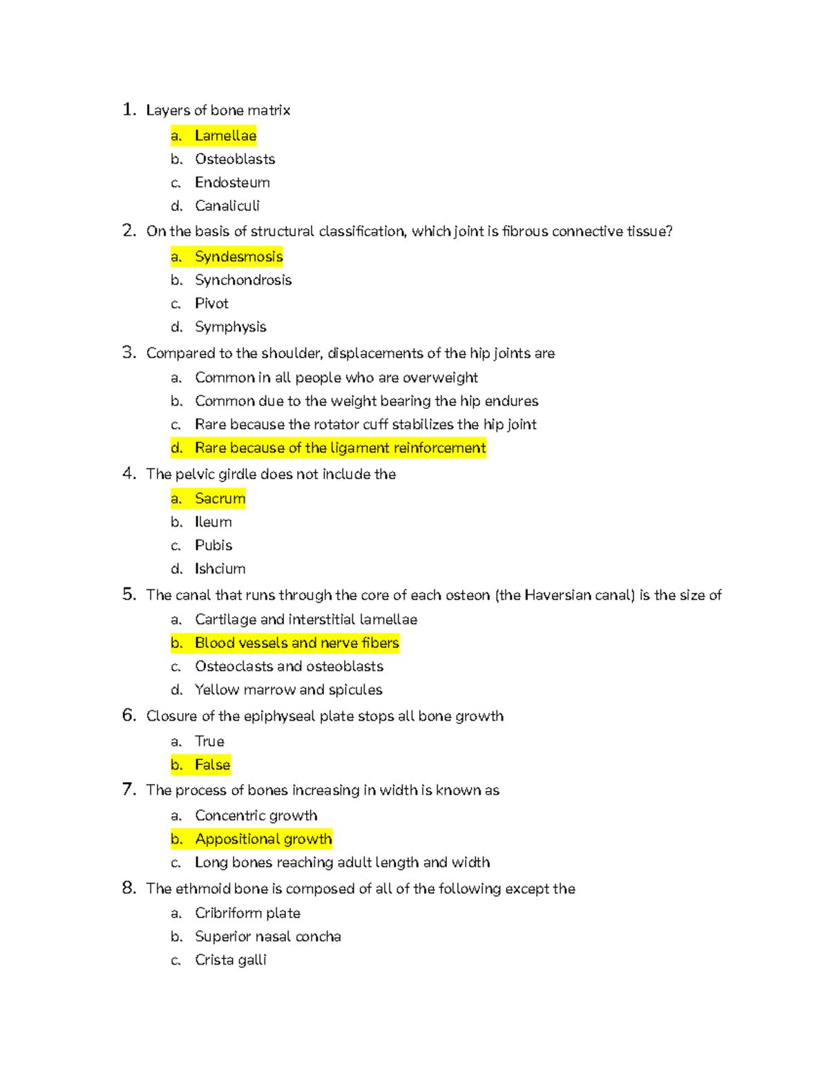 Test 2 review for Chapters 6-8 Anatomy and Physiology -2302 - 1. Layers ...