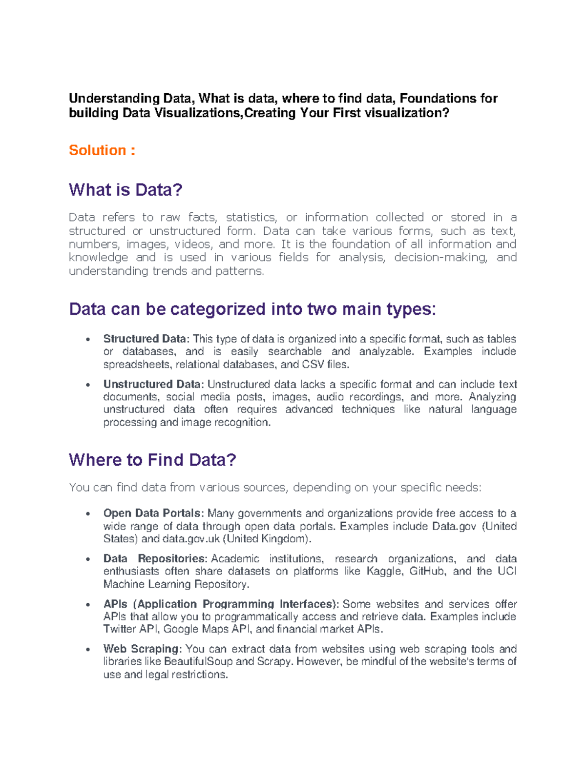 Week1 - notes - Understanding Data, What is data, where to find data ...