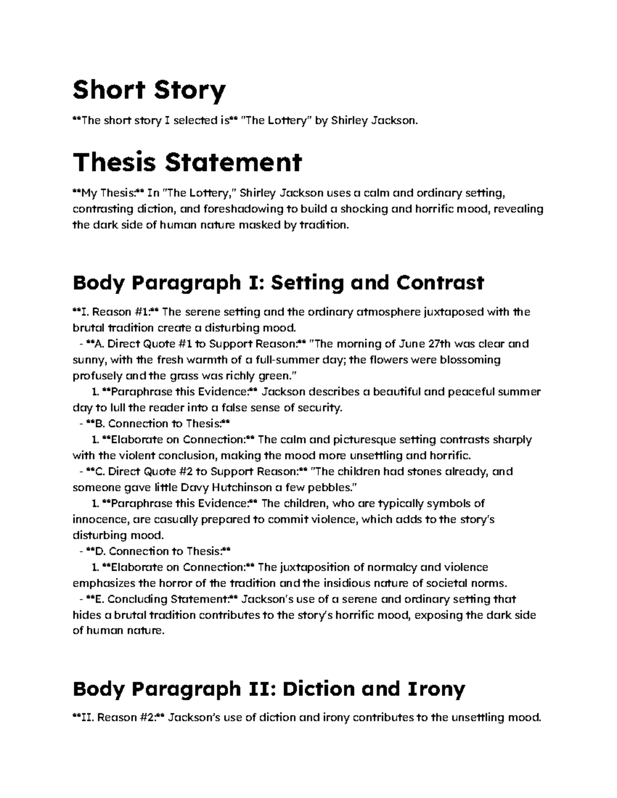Short Story - aaaaa - Short Story The short story I selected is 