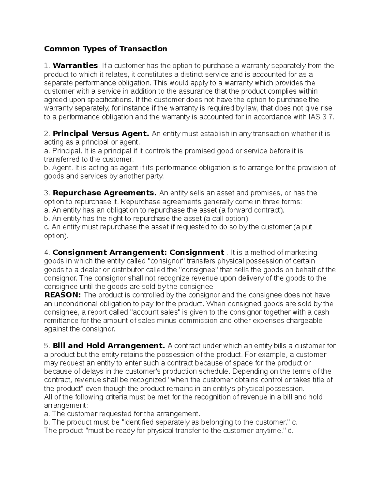 ACC 203 Part 6 ACCOUNTING 203 Common Types of Transaction