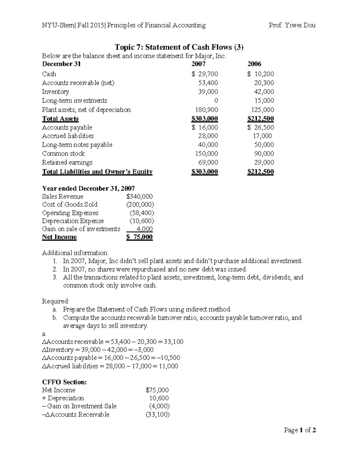 Topic 07 Cash Flow 3 Quiz Ans Key - NYU-Stern| Fall 2015| Principles of ...