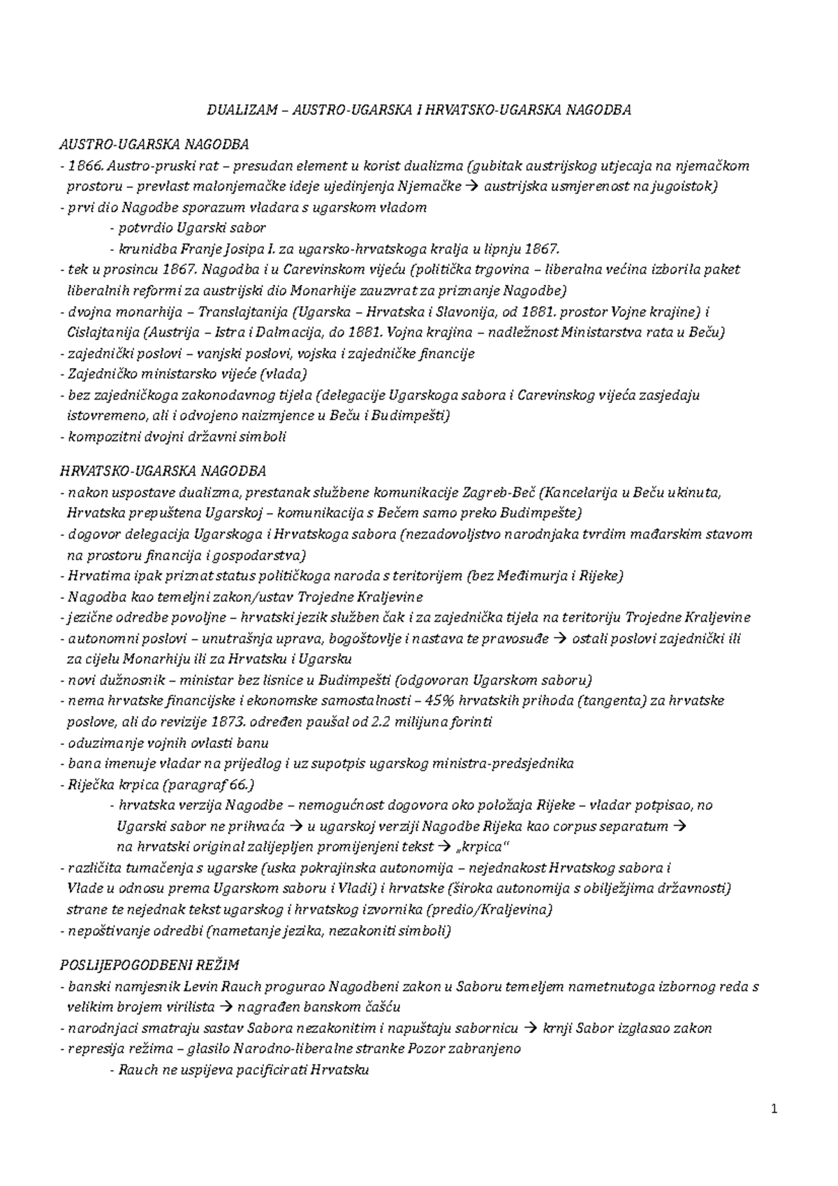 12. Dualizam - Austro-ugarska i Hrvatsko-ugarska nagodba - DUALIZAM ...