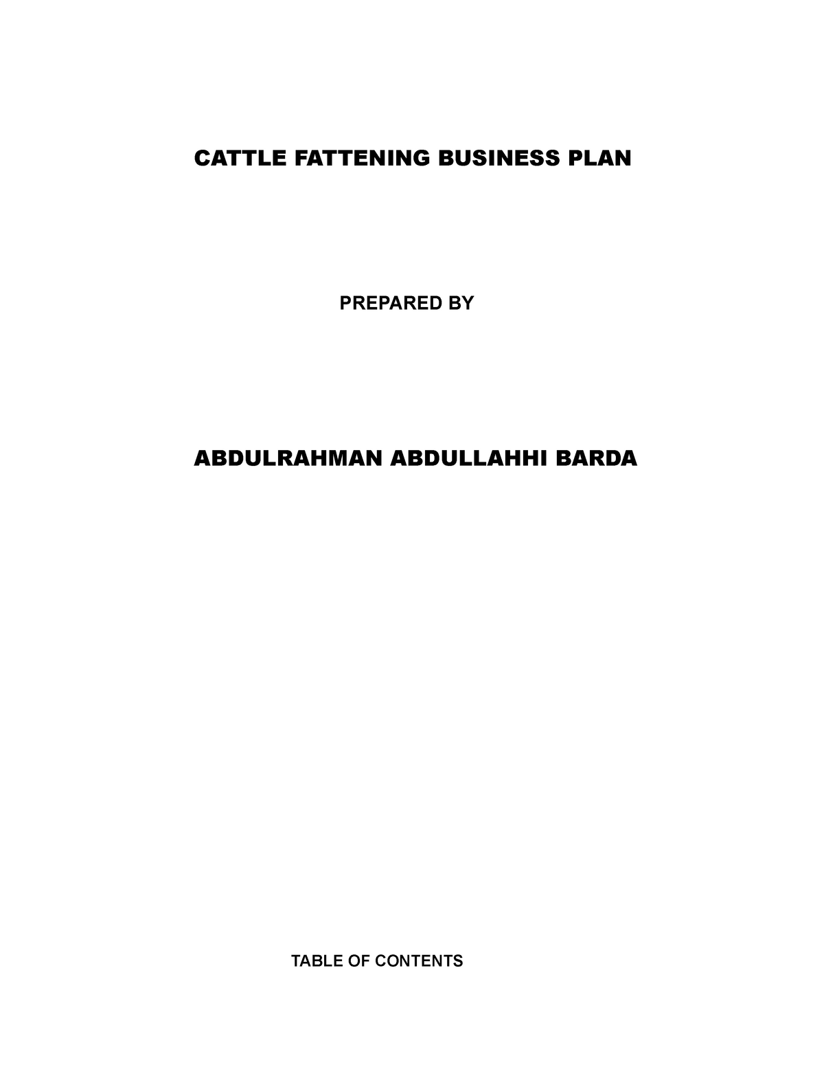 cattle fattening business plan sample