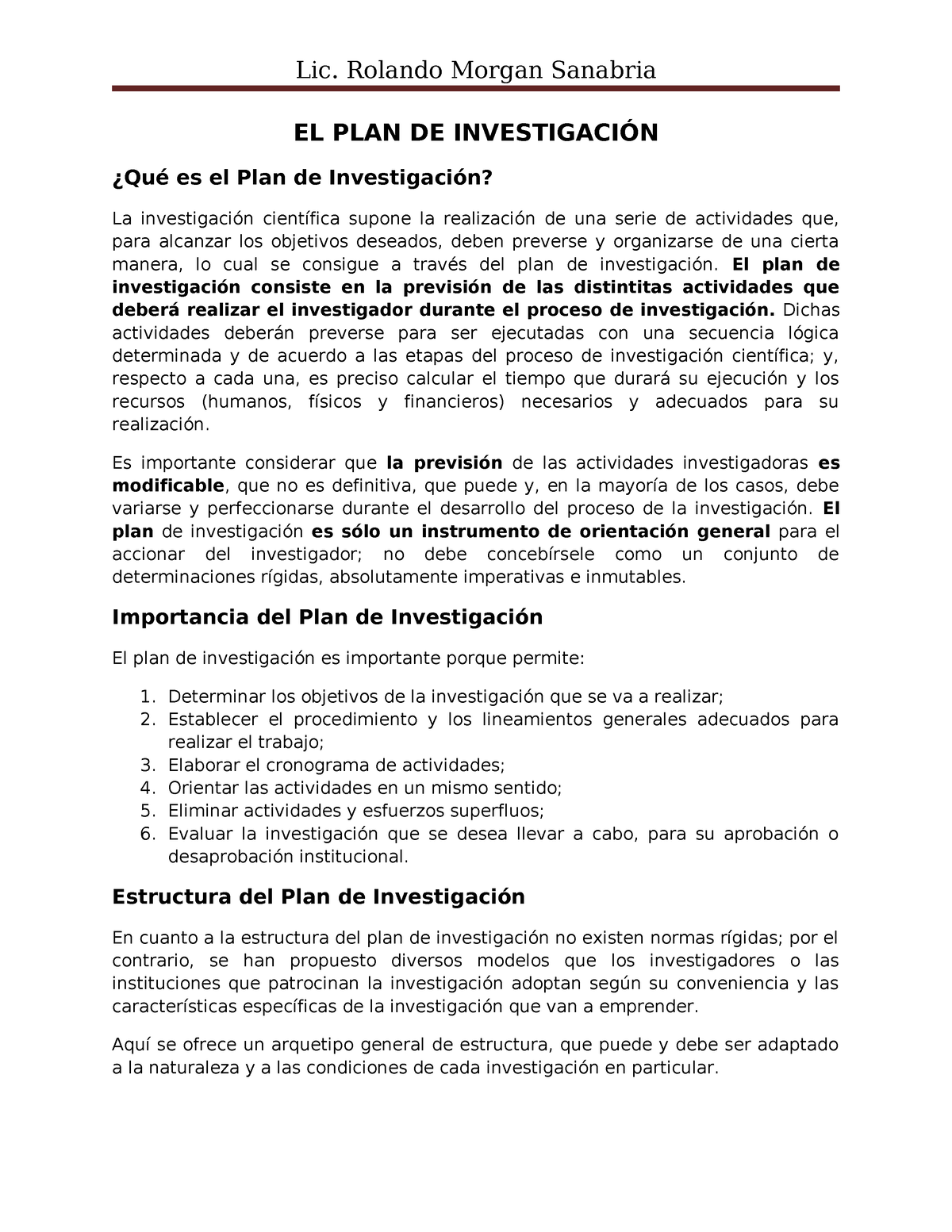 EL-PLAN-DE- Investigacion Morgan - EL PLAN DE INVESTIGACIÓN ¿Qué es el ...