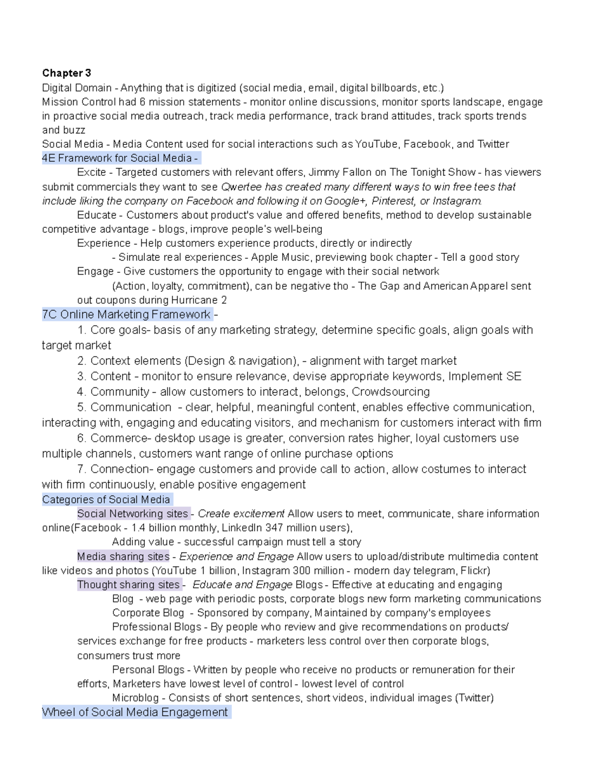 Test 2 Marketing - Dr. Hucks, Study Guide, Digital Domain, 4E Framework ...