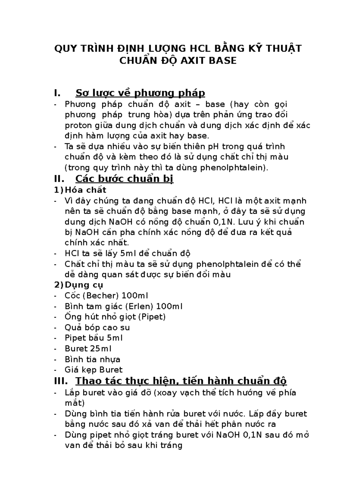 QUY Trinh D?NH LU?NG HCL B?NG K? THU?T CHU?N D? AXIT BASE - So lu?c v? ...