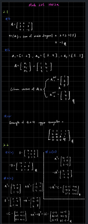 MATH 225 MT1 Cheat Sheet - Math 225 MTI cheatsheet In Trace sum of ...