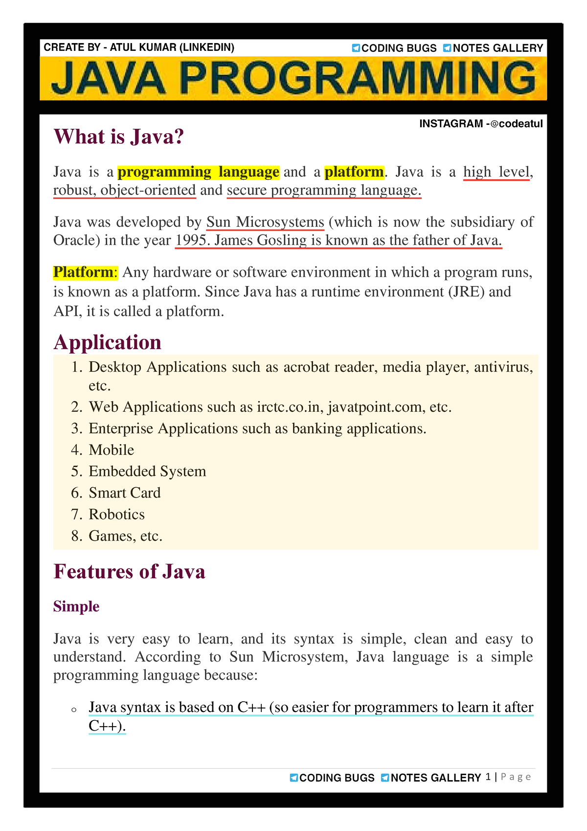 Java Complete Notes - Java programming What is Java? Java is a ...