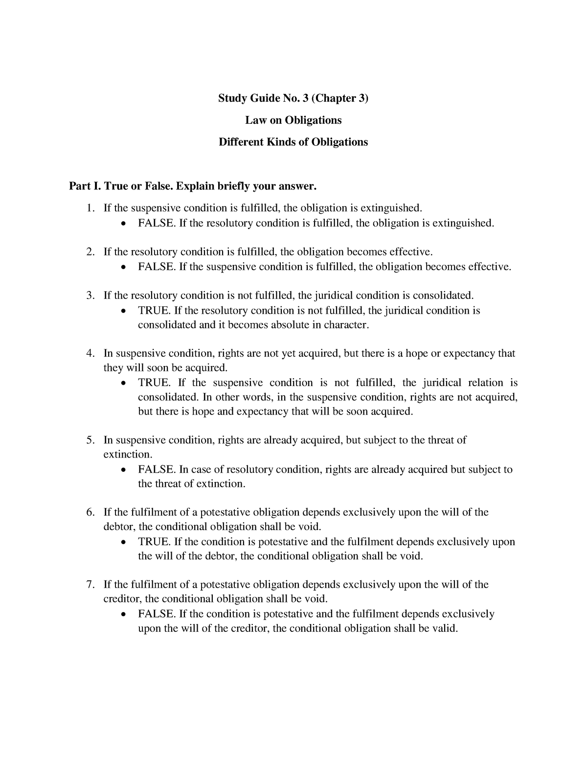 Study Guide No. 3 Block B - Study Guide No. 3 (Chapter 3) Law On ...