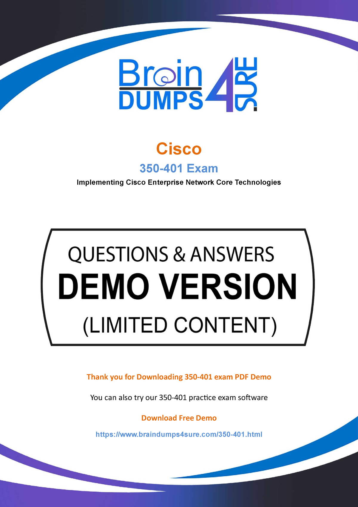 350-401-demo - Pass Your Exam With Ease with Cisco 350-401 Dumps - Cisco  350-401 Exam Implementing - Sns-Brigh10