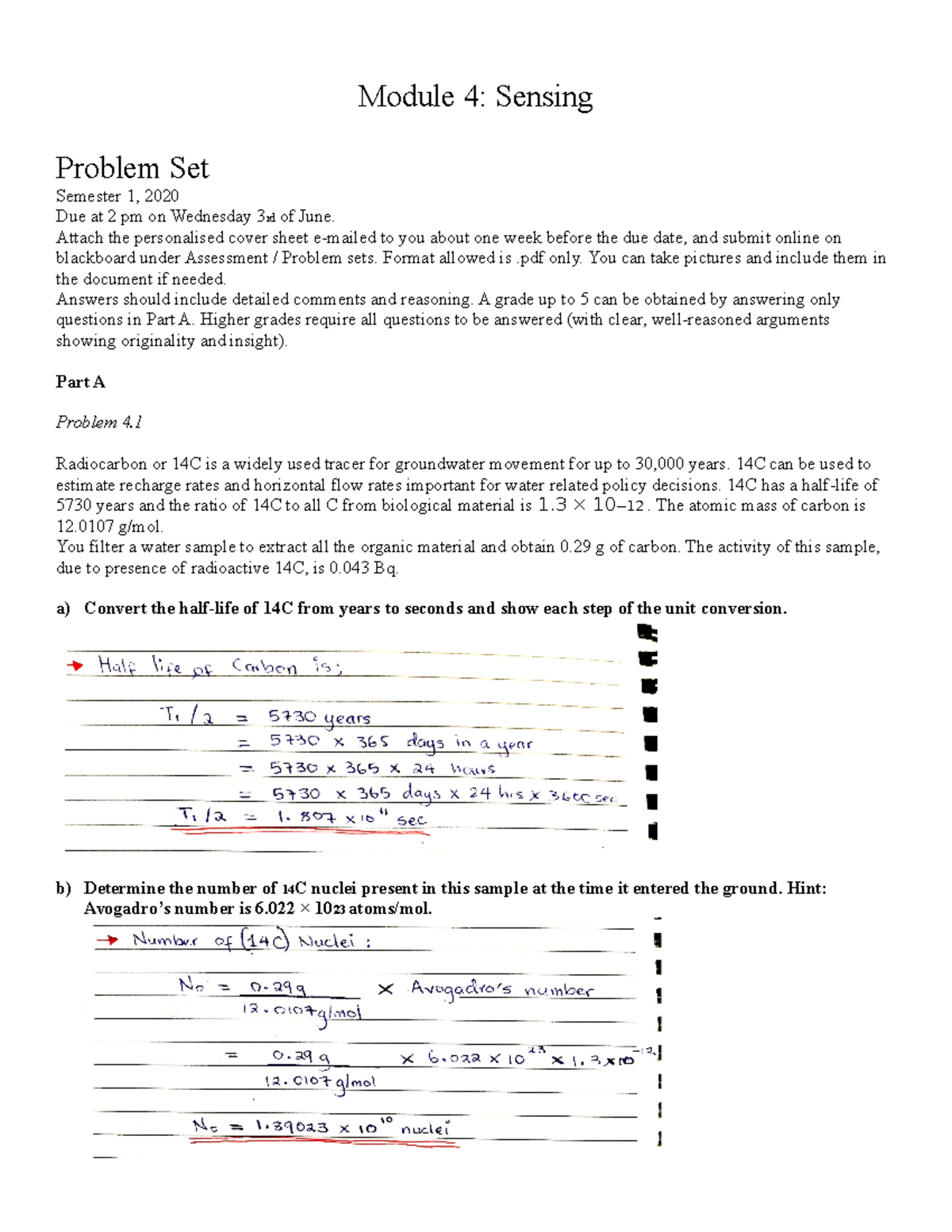 Problem Set 4 Solutions - Module 4: Sensing Problem Set Semester 1 ...