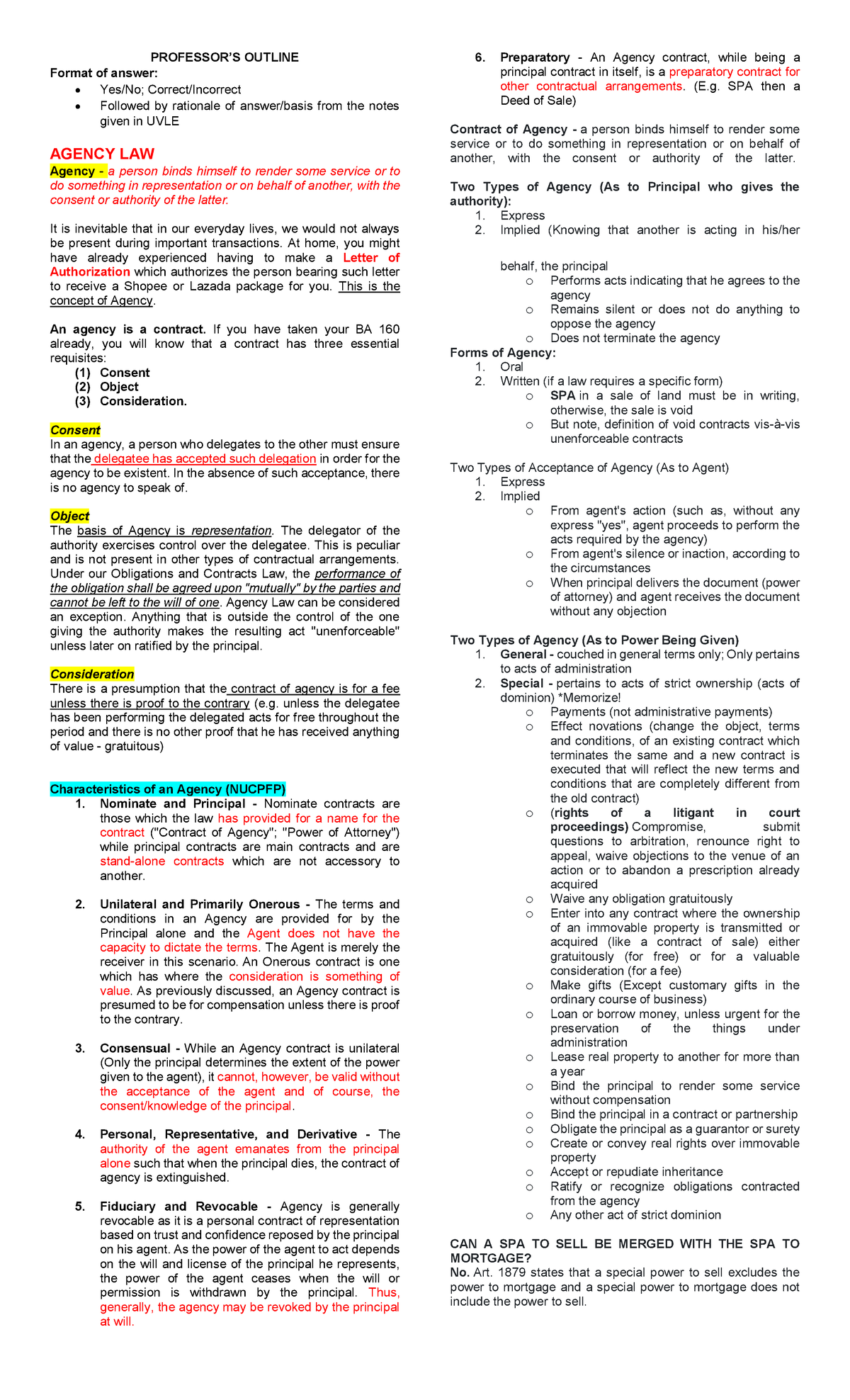 Midterms EXAM Reviewers - PROFESSOR’S OUTLINE Format Of Answer: - Yes ...