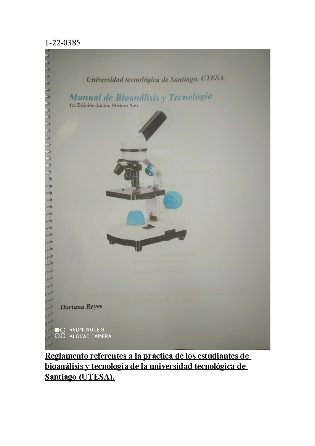 Bioanálisis y tecnología. Ensayo - 1-22- Reglamento referentes a la ...