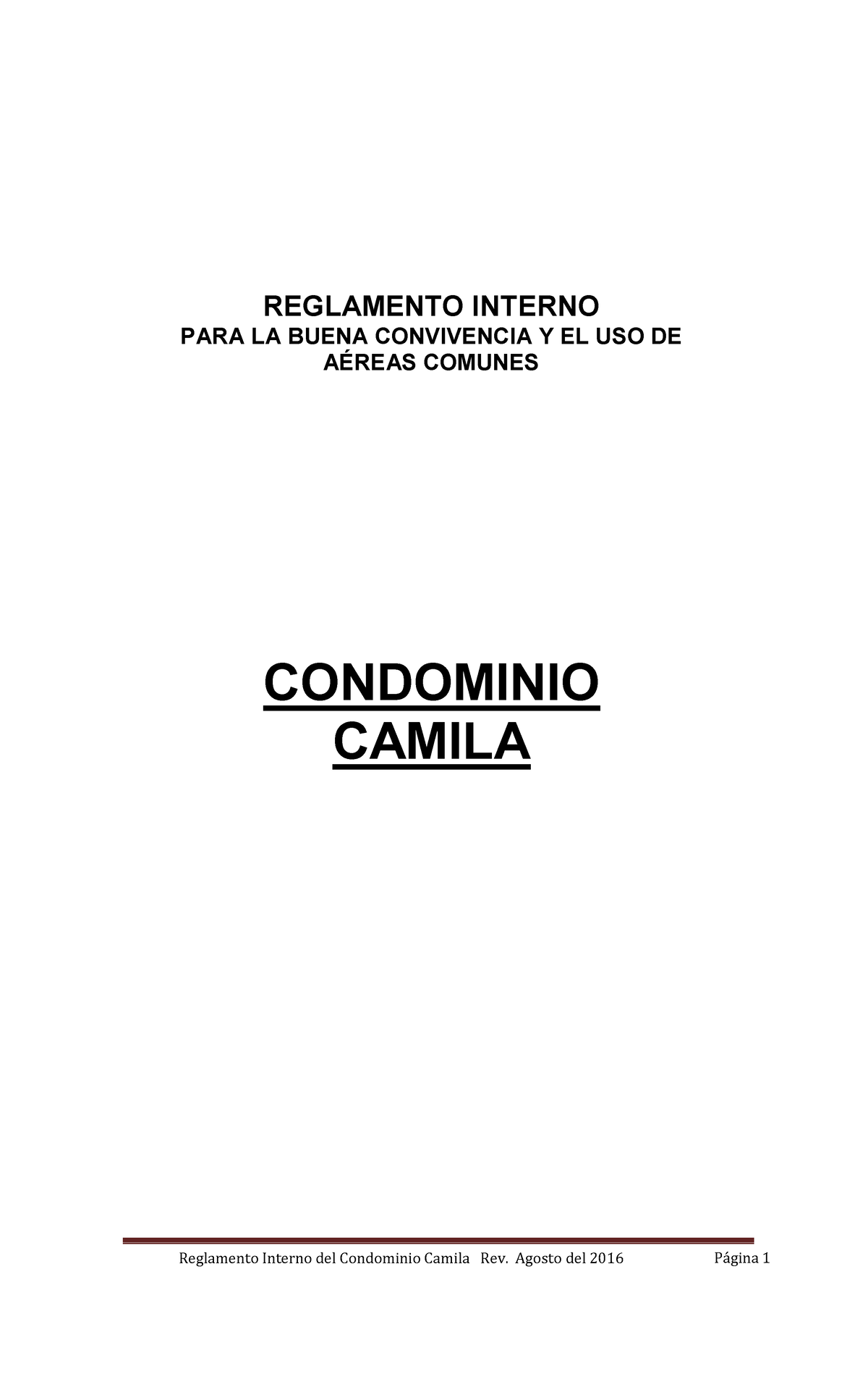 Reglamento Condominio Camila Convivencia Reglamento Interno Para La Buena Convivencia Y El Uso 6612