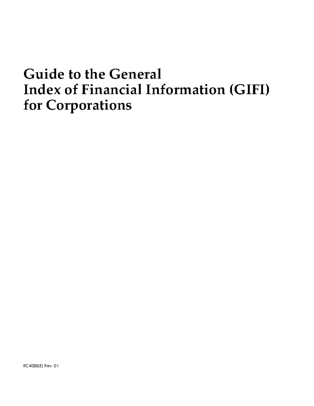 GIFI codes Guide to the General Index of Financial Information (GIFI
