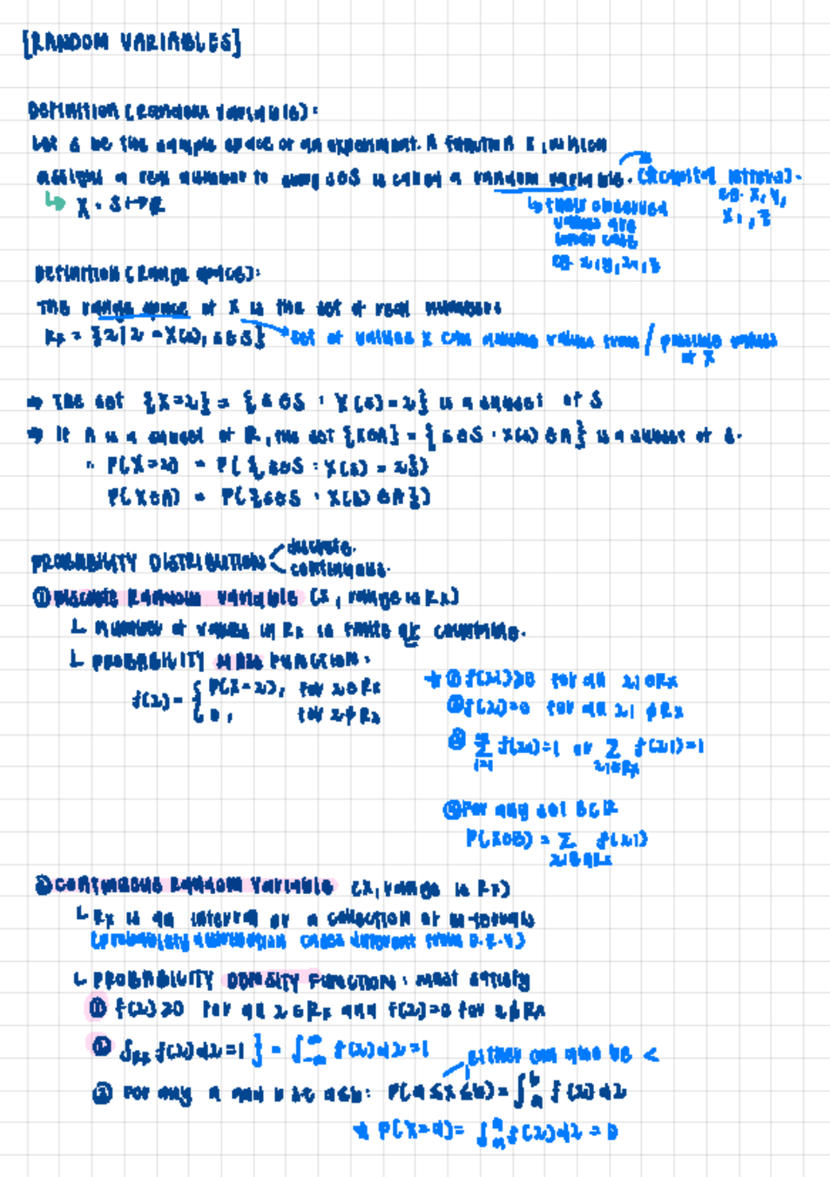 Notes Random Variables Definition Random Variable Let S Be The