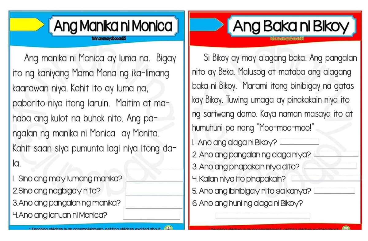 Filipino Reading with Comprehension - Elementary Eduction - Studocu