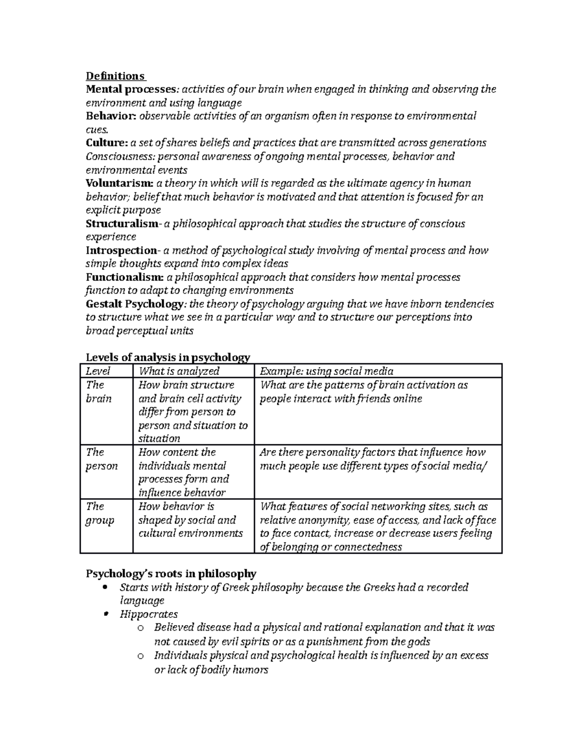 PS101 Chapter 1 - Psychology Around Us 2nd Edition - Definitions Mental ...