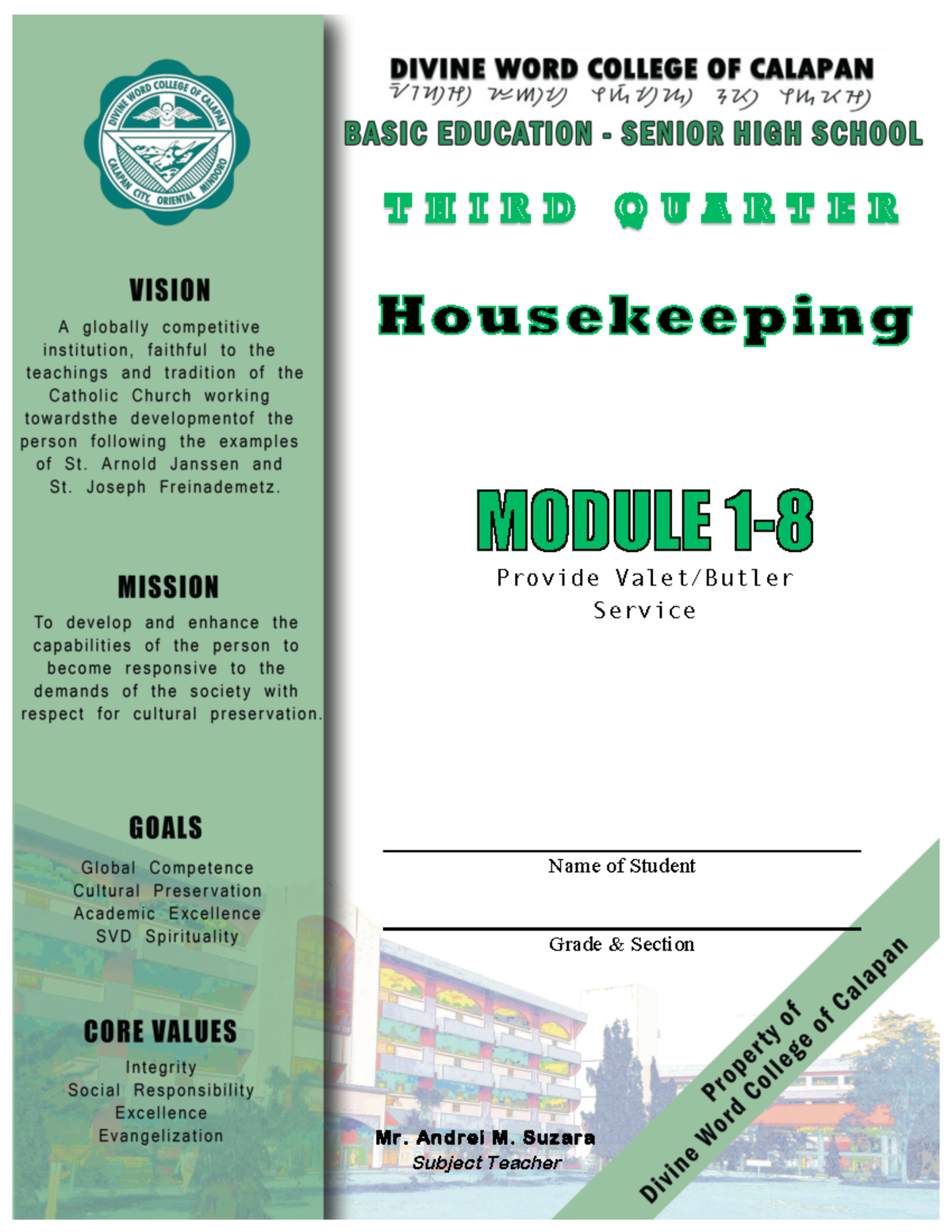 Module 3 Housekeeping SHS Notes, quizes, other document you can you in ...