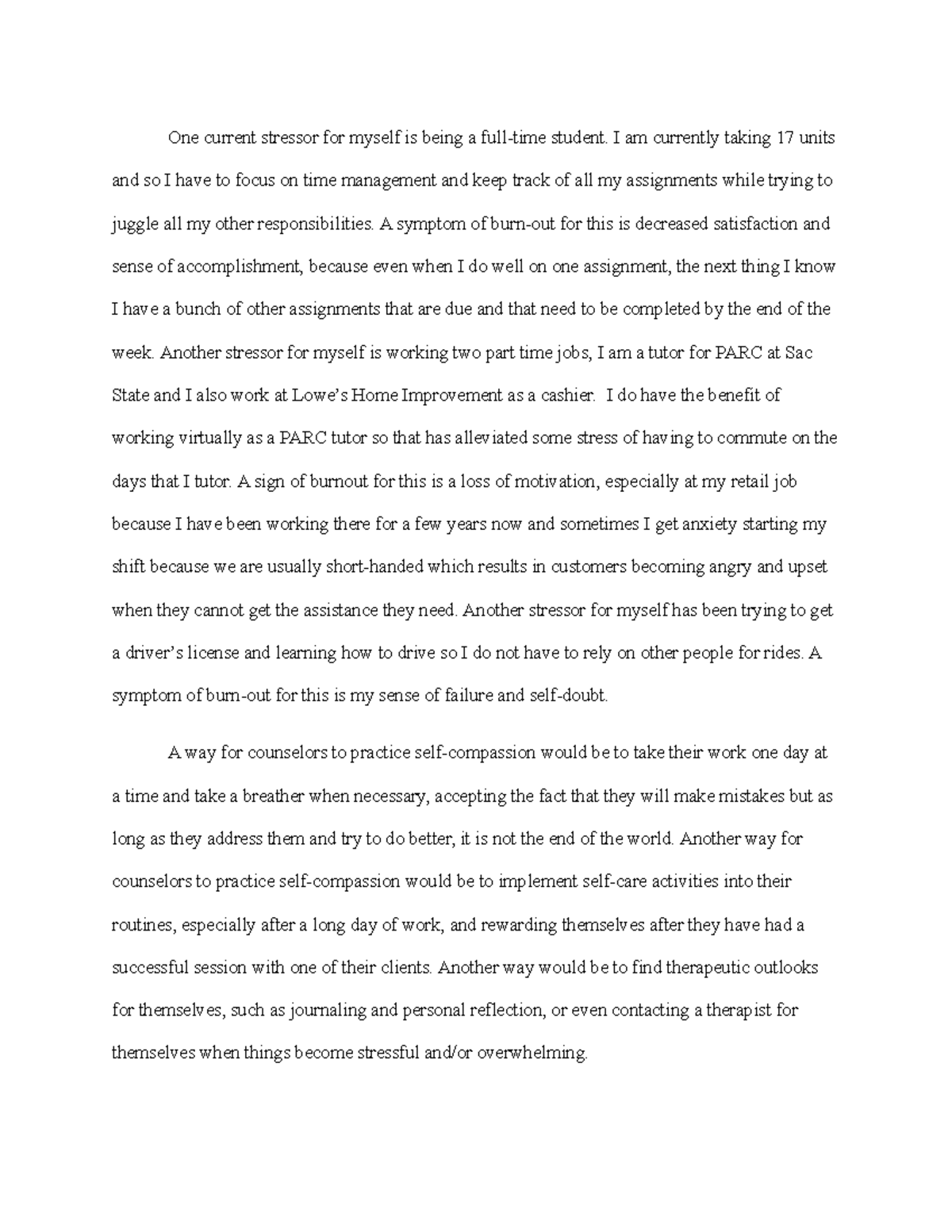 essay about self care part 2