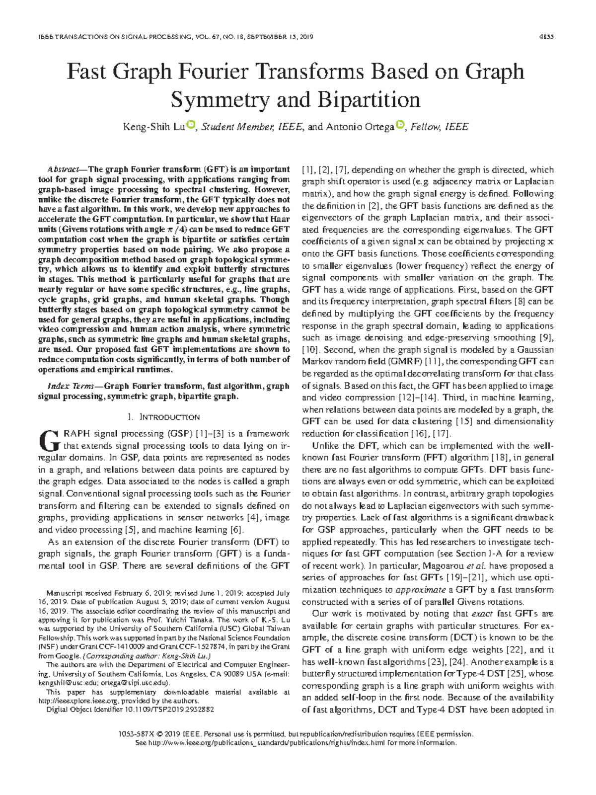 Fast Graph Fourier Transforms Based on Graph Symmetry and Bipartition ...