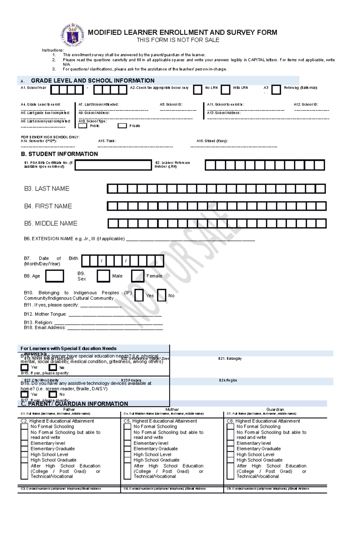 Final Modified- Learner- Enrollment-AND- Survey-FORM - MODIFIED LEARNER ...