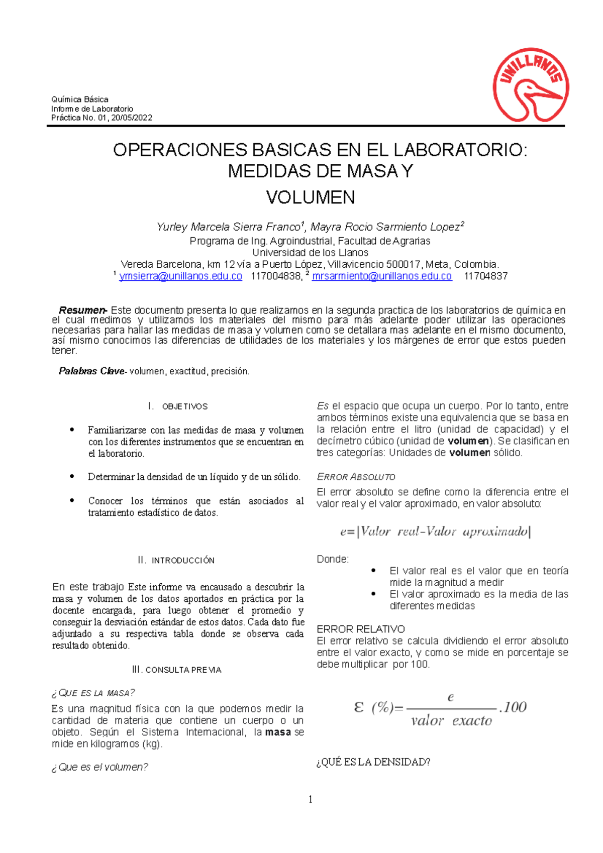 Informe Prac 2-1 - Good - Química Básica Informe De Laboratorio ...