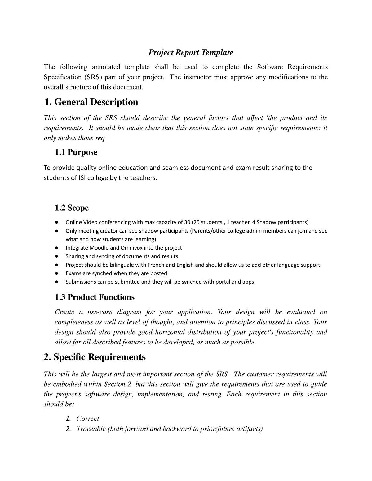 Project Part 2 template - Project Report Template The following ...