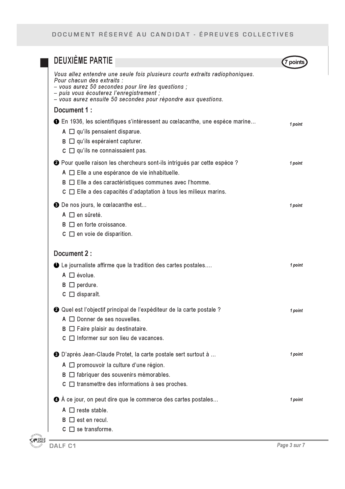 CO DALF C1 Exercice 2 - Ejercicios De Examen - DALF C1 Page 3 Sur 7 ...