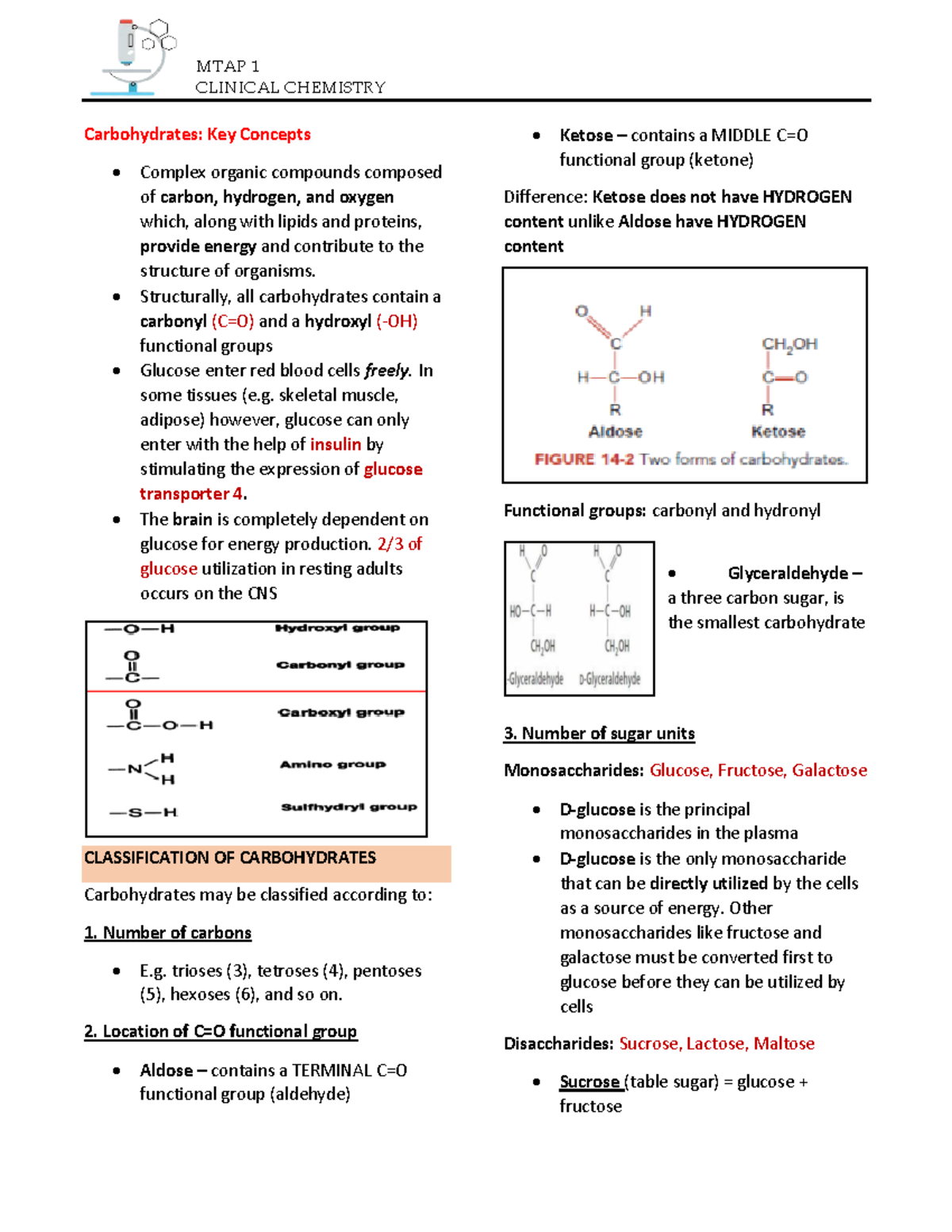 Carbohydrates Lec Review Notes Clinical Chemistry Carbohydrates Key Concepts Complex