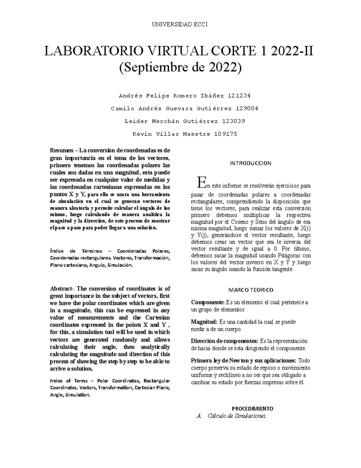 Laboratorio Virtual Corte 1 2022 Informe - Resumen – La Conversión De ...