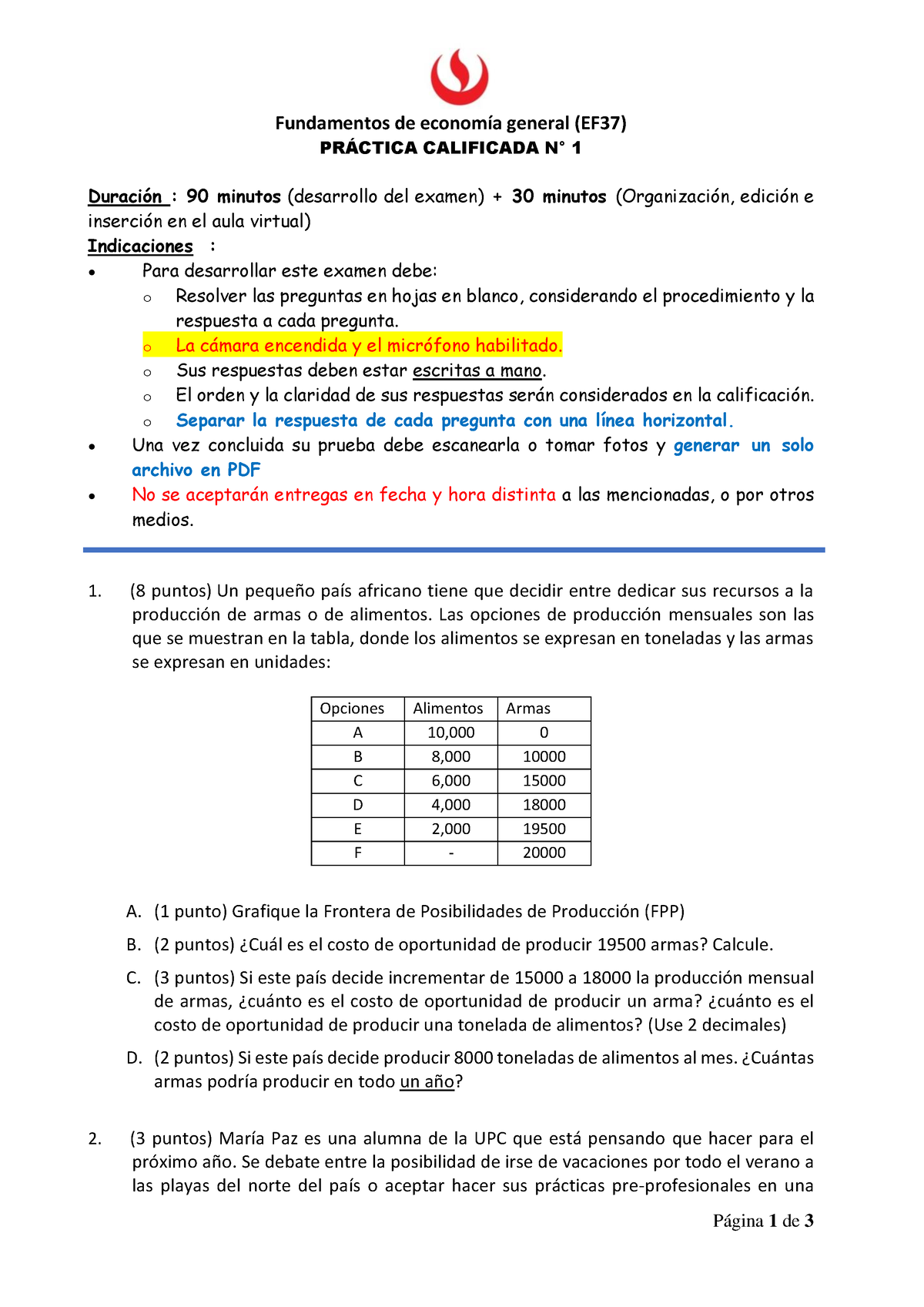 EF37-PC1 2022-2 - Fundamentos De Economía General (EF37) PRÁCTICA ...