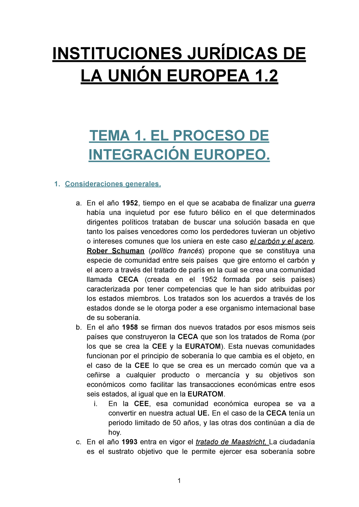 Instituciones Jurídicas De La Unión Europea 1 Instituciones JurÍdicas De La UniÓn Europea 1 2105