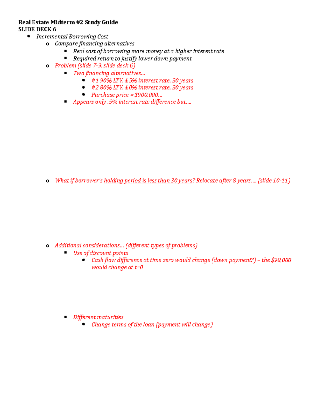 Fin431 midterm 2 study guide Real Estate Midterm Study Guide SLIDE