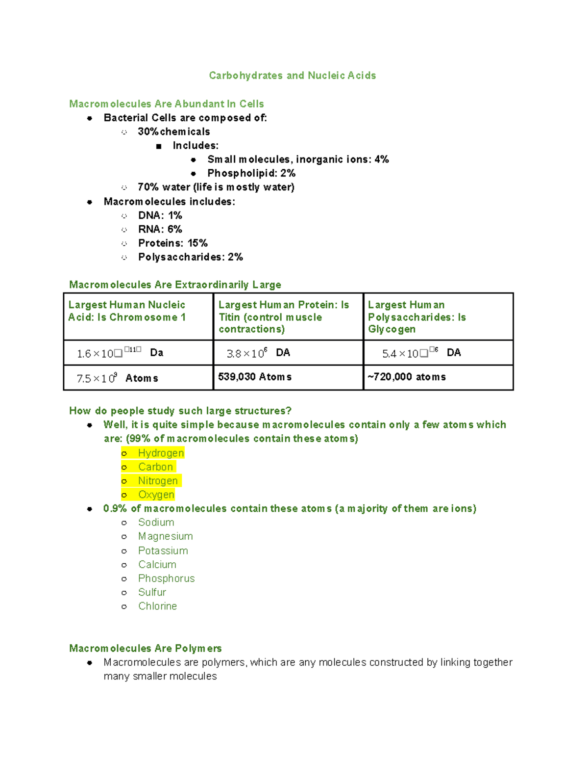 Biomg 1350 Lecture #3 - Carbohydrates And Nucleic Acids Macromolecules ...