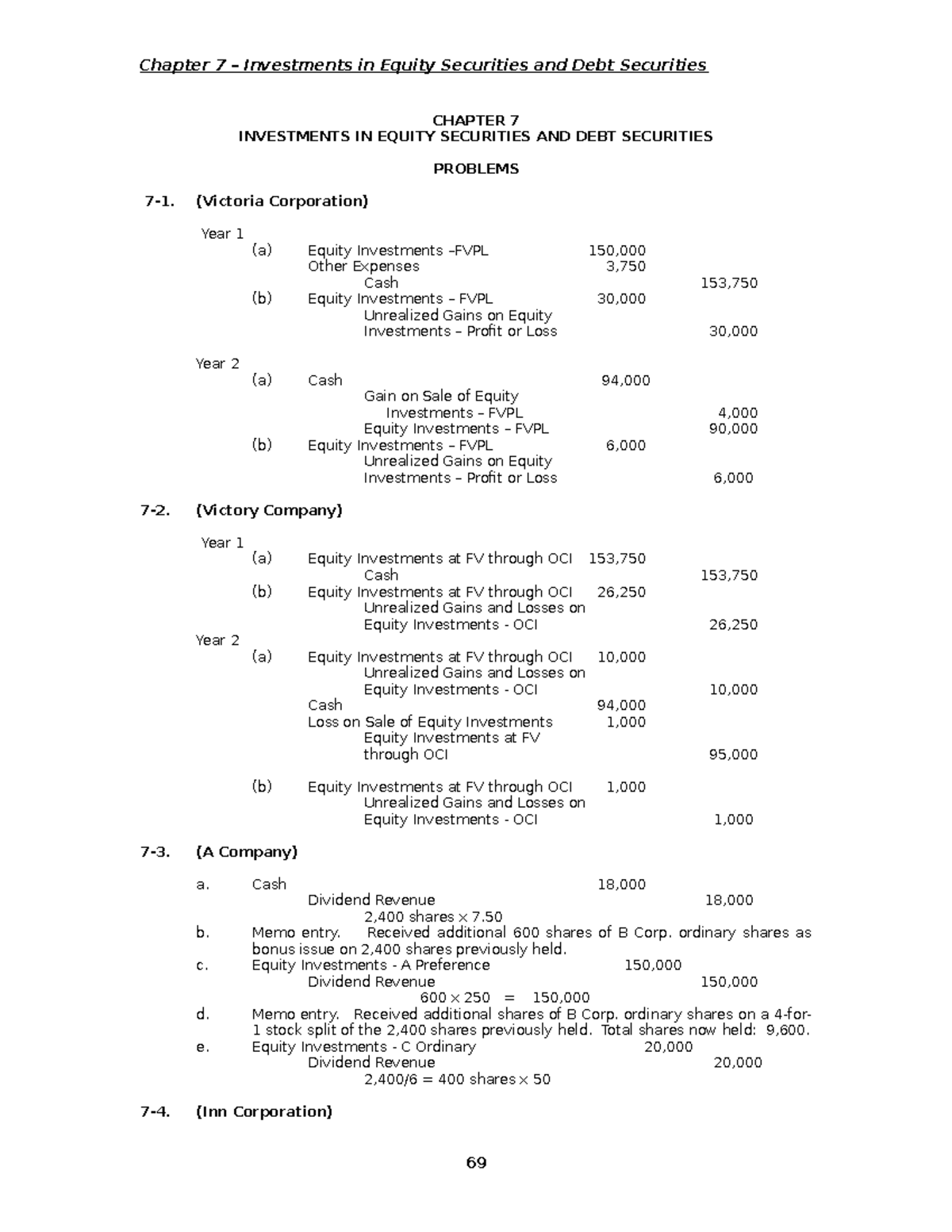 3 Equity Securities Debt Securities - CHAPTER 7 INVESTMENTS IN EQUITY ...