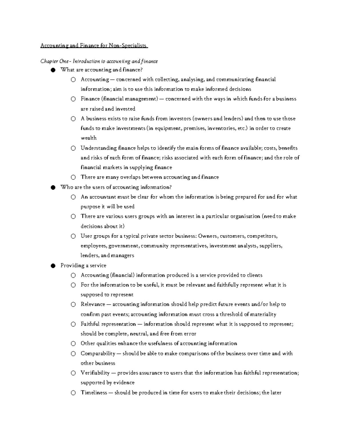 Foundations of Accounting Accounting and Finance for Chapter One