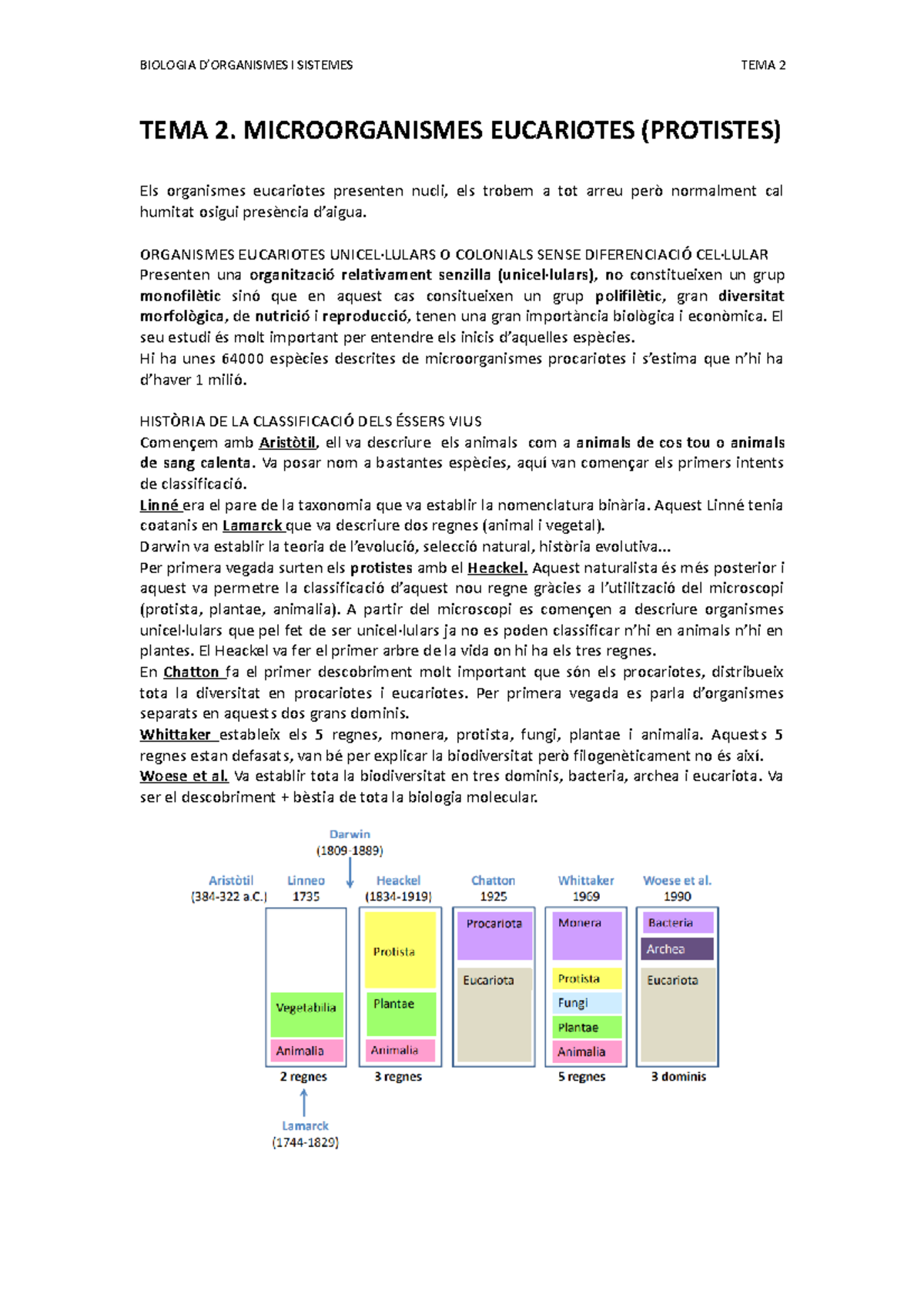 TEMA 2 - Apunts..... - TEMA 2. MICROORGANISMES EUCARIOTES (PROTISTES ...