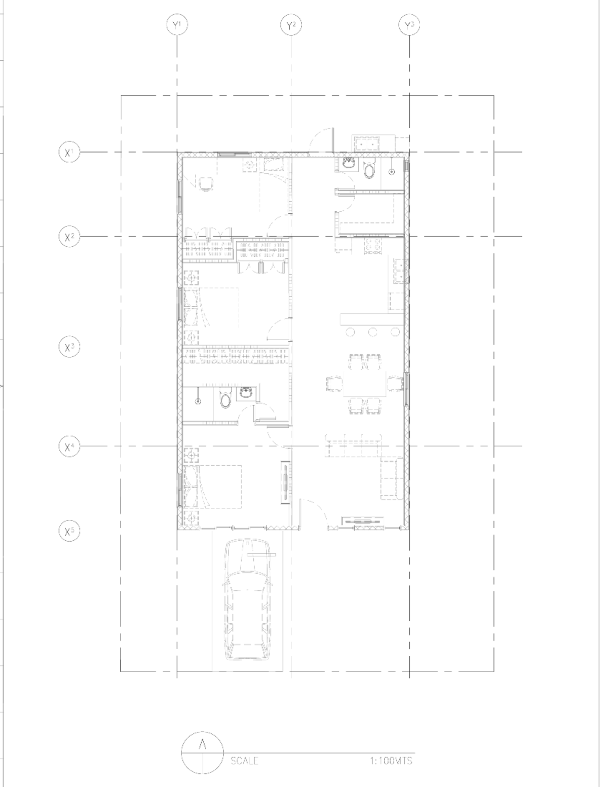 Plumbing - layout - BS Architecture - Y1 Y2 Y3 X1 X2 X3 X4 X5 A SCALE 1 ...