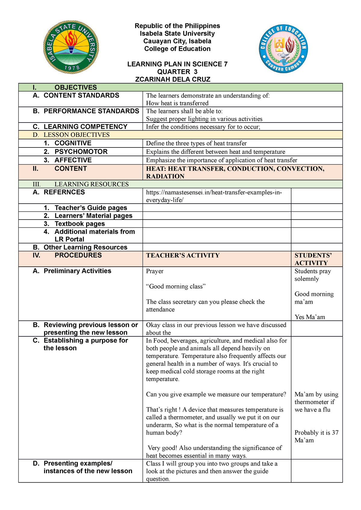 HEAT: HEAT TRANSFER, CONDUCTION, CONVECTION, RADIATION - Republic of ...