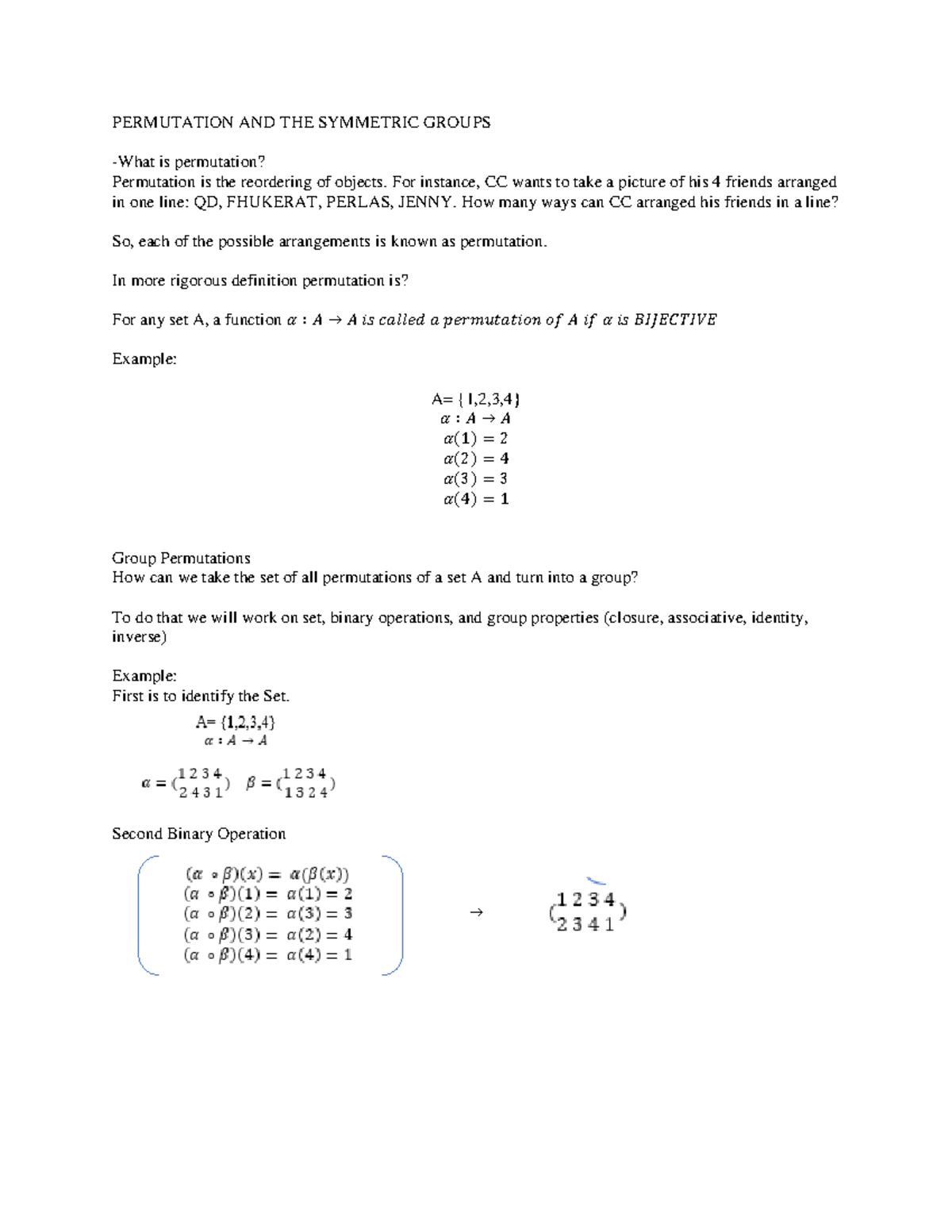 Permutation AND THE Symmetric Groups - PERMUTATION AND THE SYMMETRIC ...