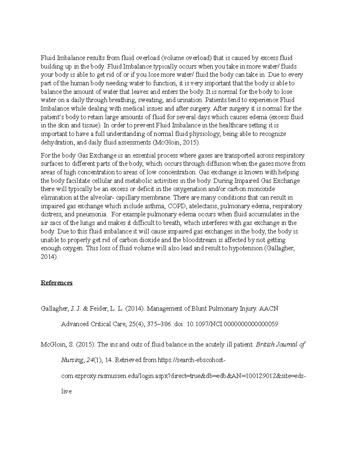 Fluid Imbalance results from fluid overload - Fluid Imbalance typically ...