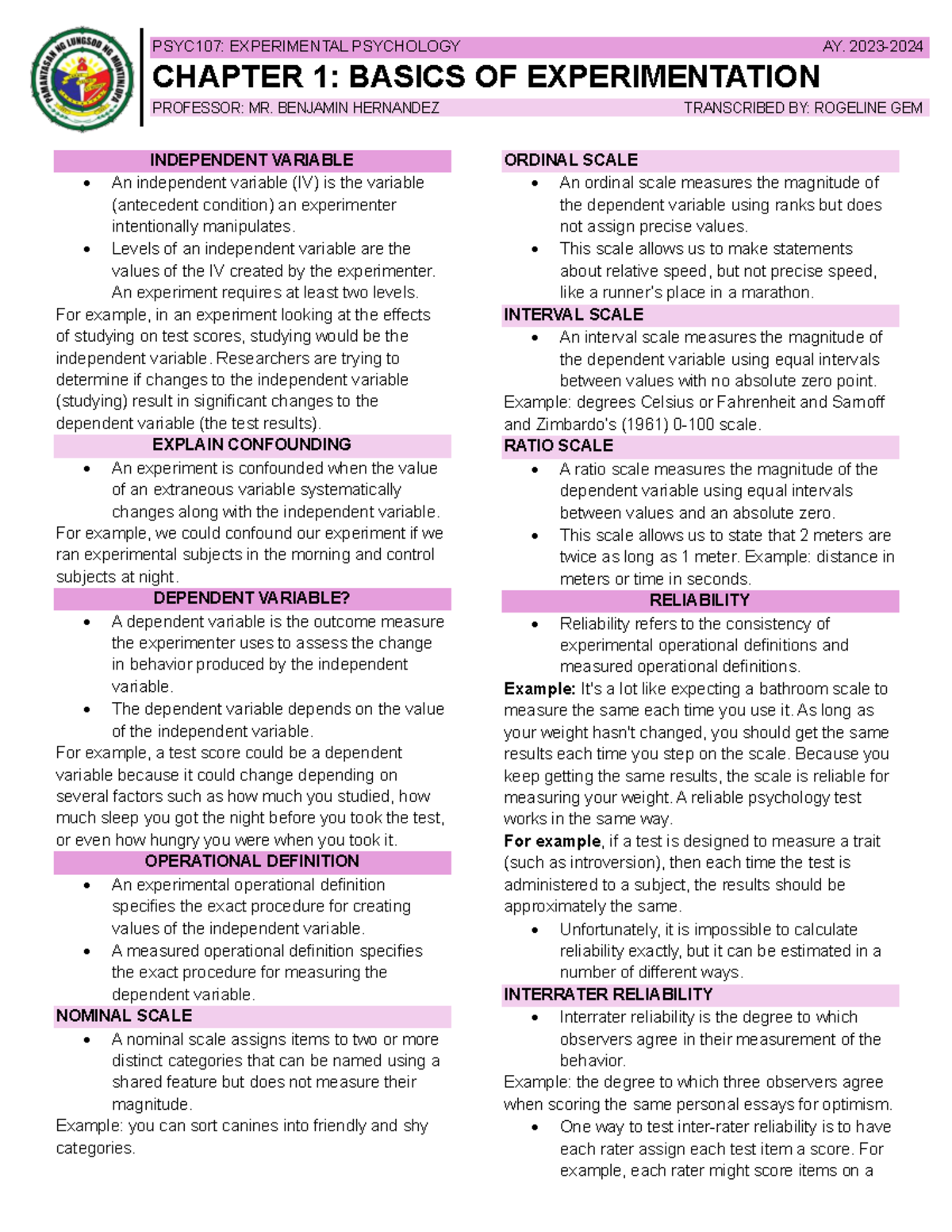 Finals- Lesson 1 Basics-OF- Experimentations - INDEPENDENT VARIABLE An ...
