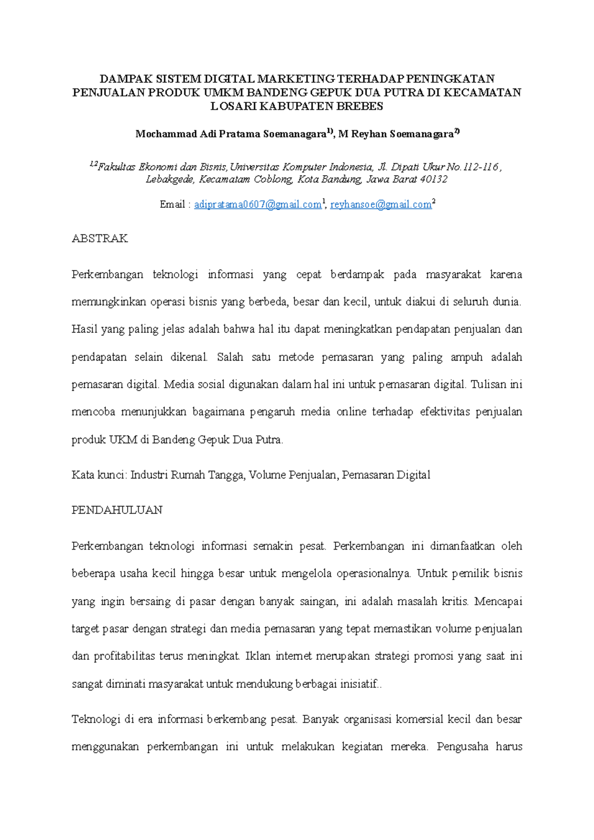 Pengaruh Sistem Pemasaran Digital Marketing dan Potongan Harga terhadap Perilaku Konsumen