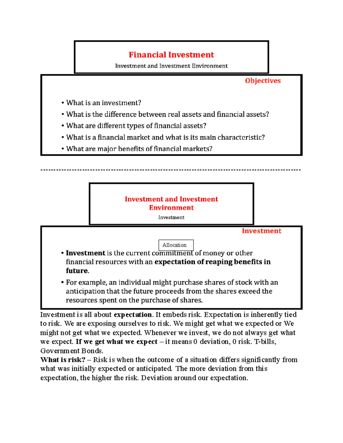 Financial Investment Chapter 1 (MN) - Investment is all about ...