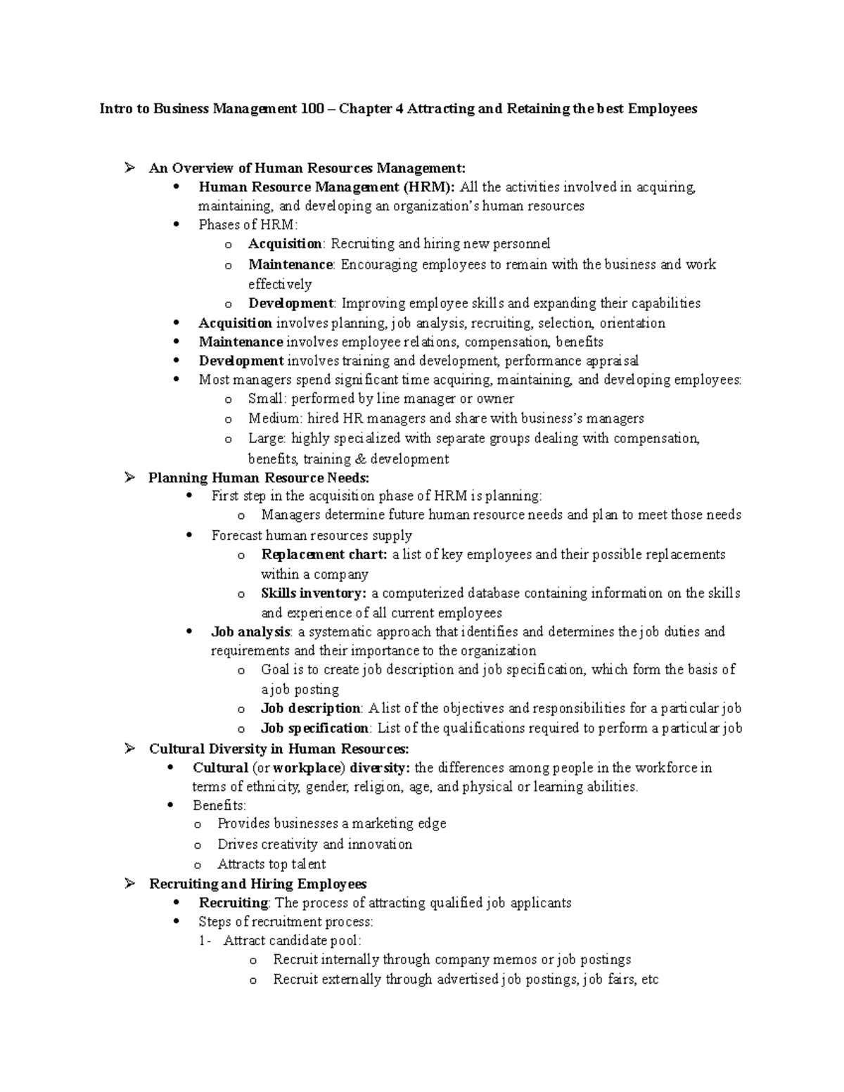 BMGT100-Ch4 - Lecture notes 4 - Intro to Business Management 100 ...