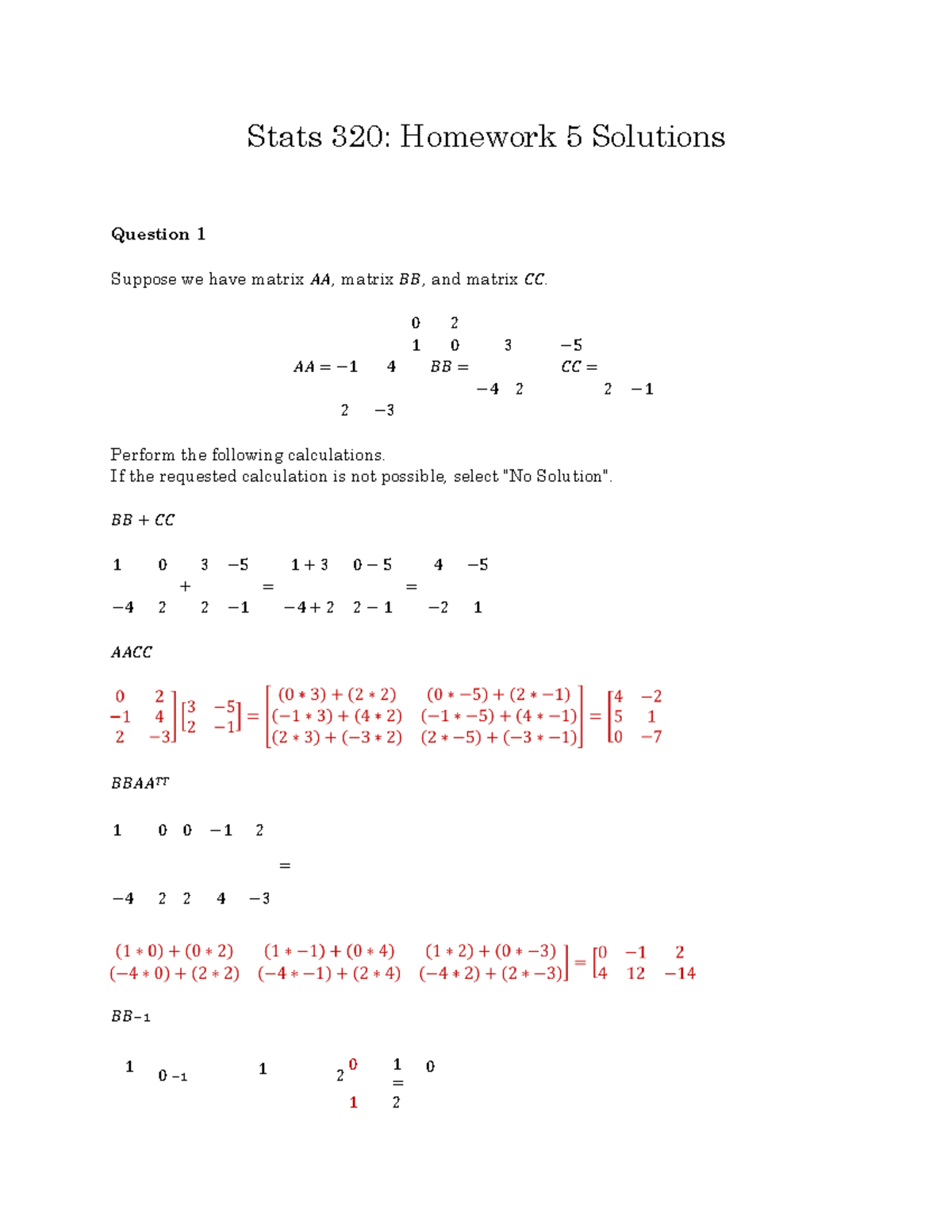 Homework 5 - Solutions - Stats 320: Homework 5 Solutions Question 1 ...