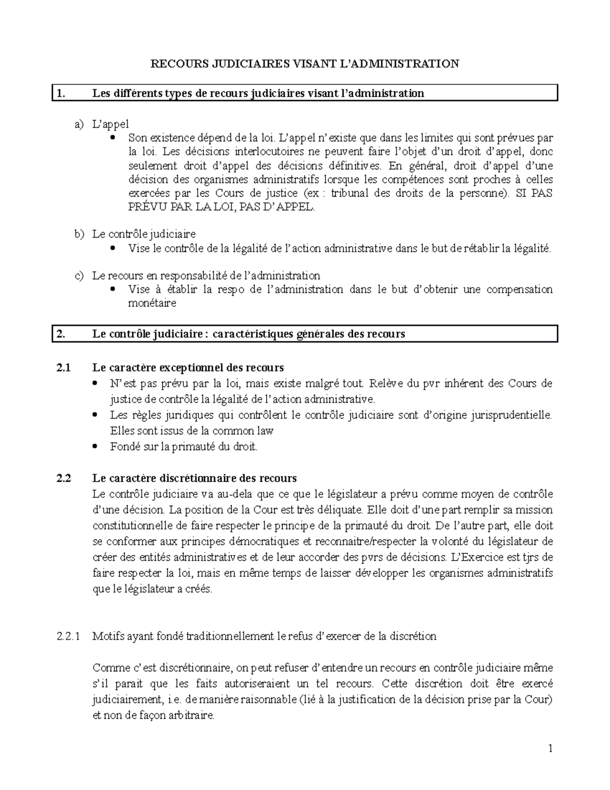 Cours 3 - RECOURS JUDICIAIRES VISANT L’ADMINISTRATION Les différents ...